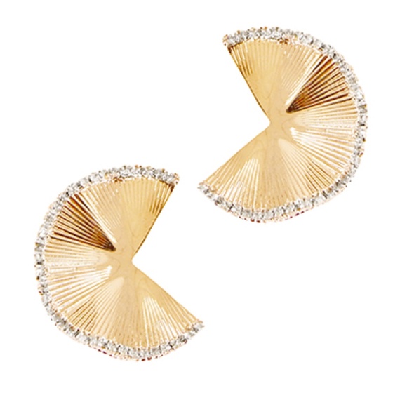 Textured & Wavy Geo Fan Earrings - Picture 1 of 1
